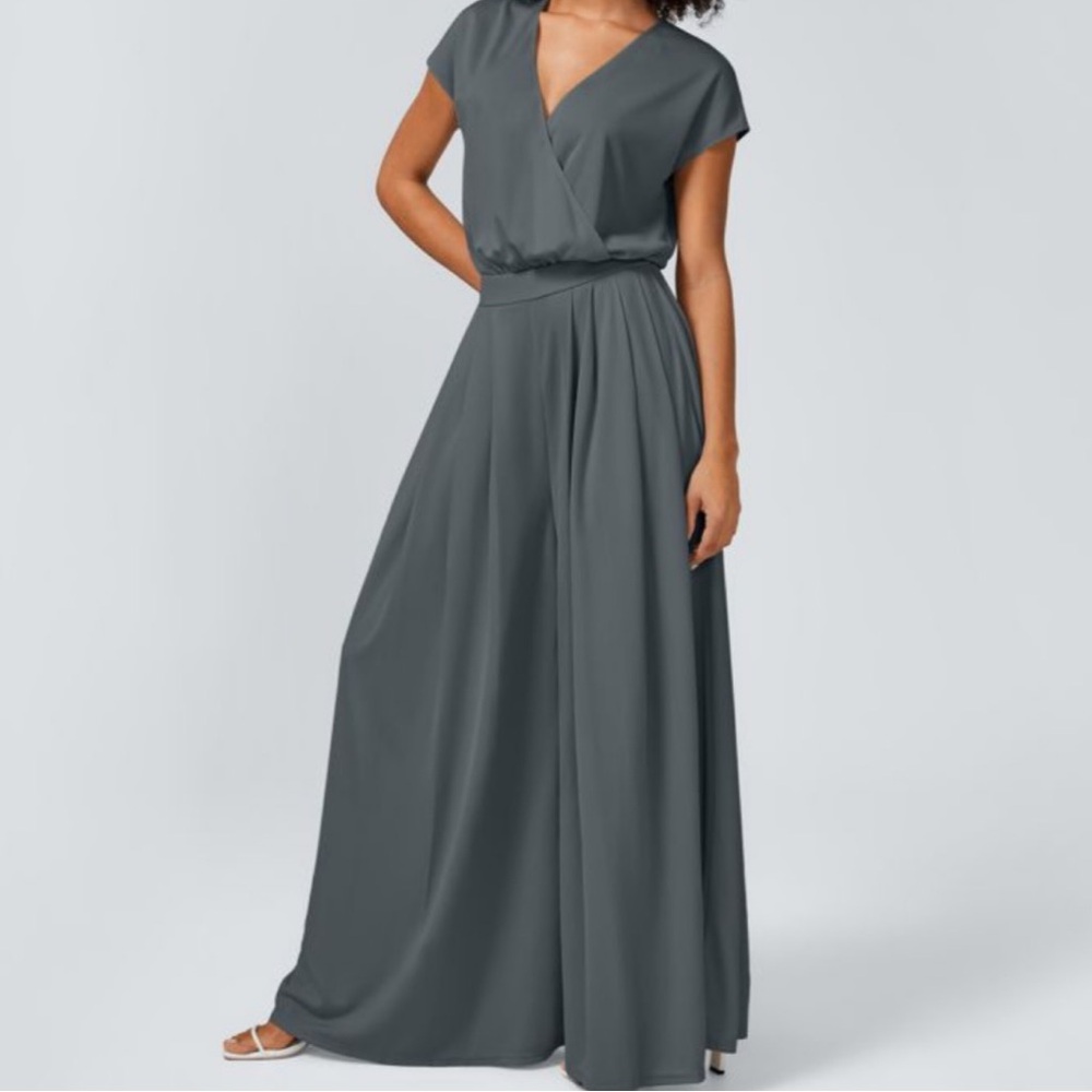 Halara | Women’s V Neck Pocket Wide Leg Waffle Casual Jumpsuit Size XS